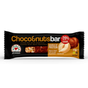 VI. BAR CHOCO&NUTS WITH HAZELNUT COATED WITH DARK CHOCOLATE 24X35G.